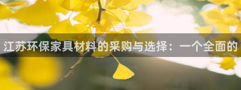 杏宇平台分红：江苏环保家具材料的采购与选择：一个全面的